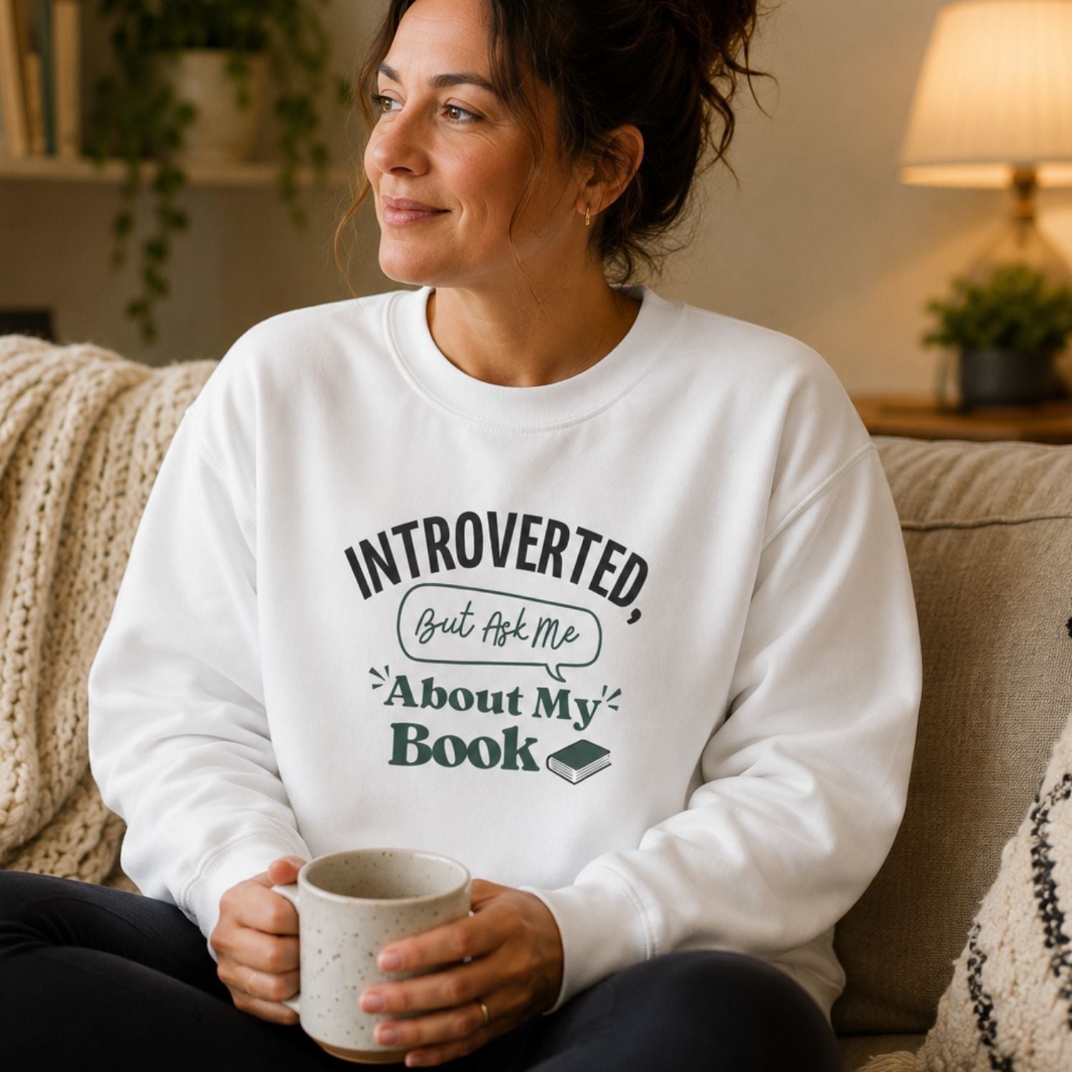 “Introverted but Ask Me About My Book” Cozy Reader Sweatshirt