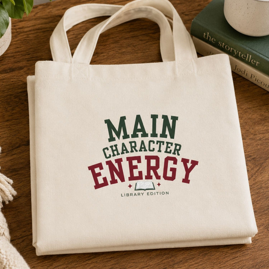“Main Character Energy: Library Edition” Book Lover Tote Bag