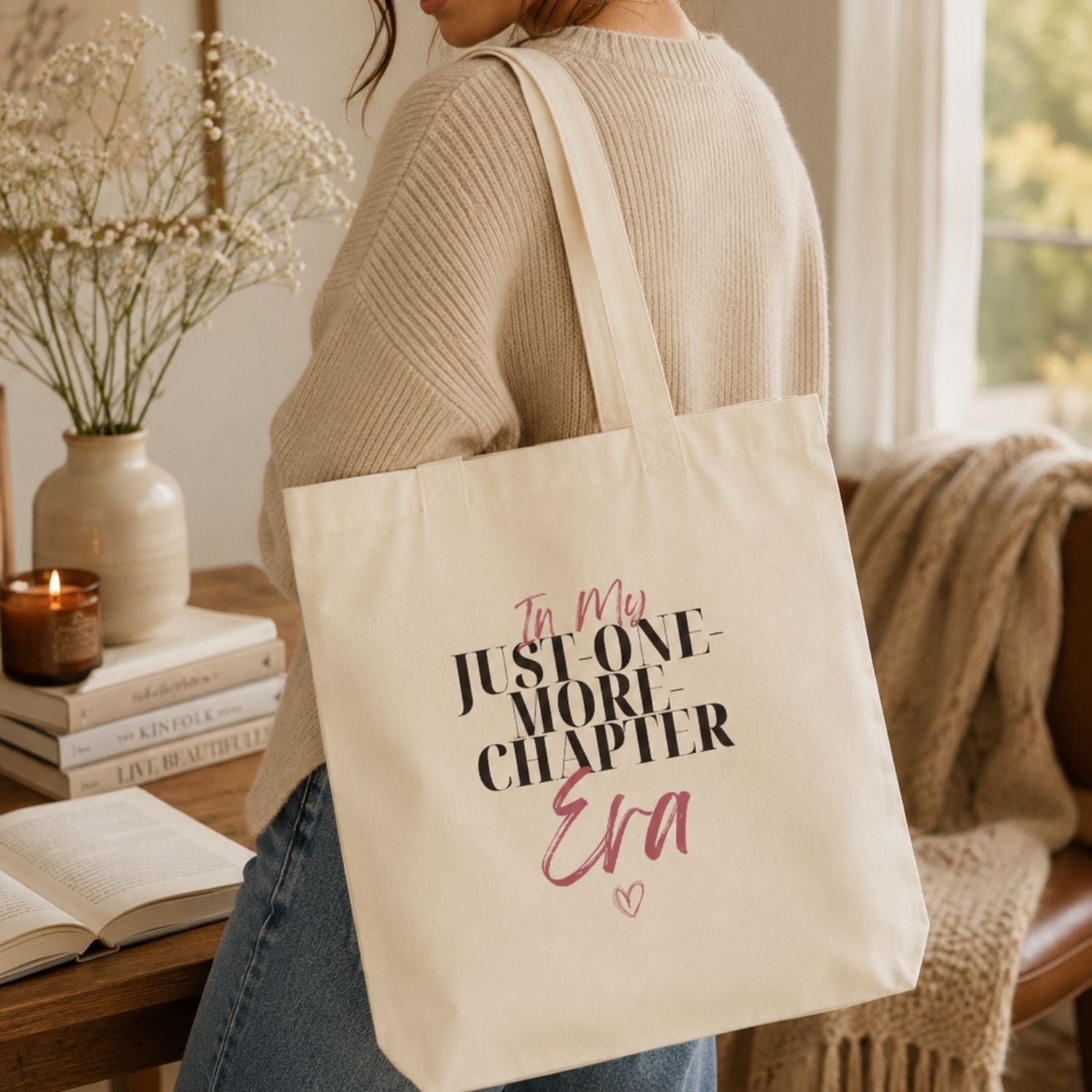 “In My Just-One-More-Chapter Era” Book Lover Tote Bag