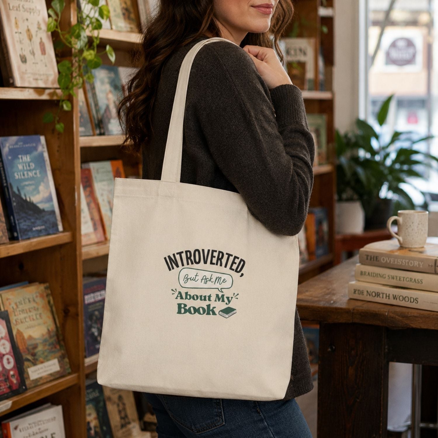 “Introverted but Ask Me About My Book” Book Lover Tote Bag