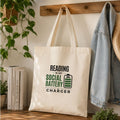 “Reading Is My Social Battery Charger” Book Lover Tote Bag
