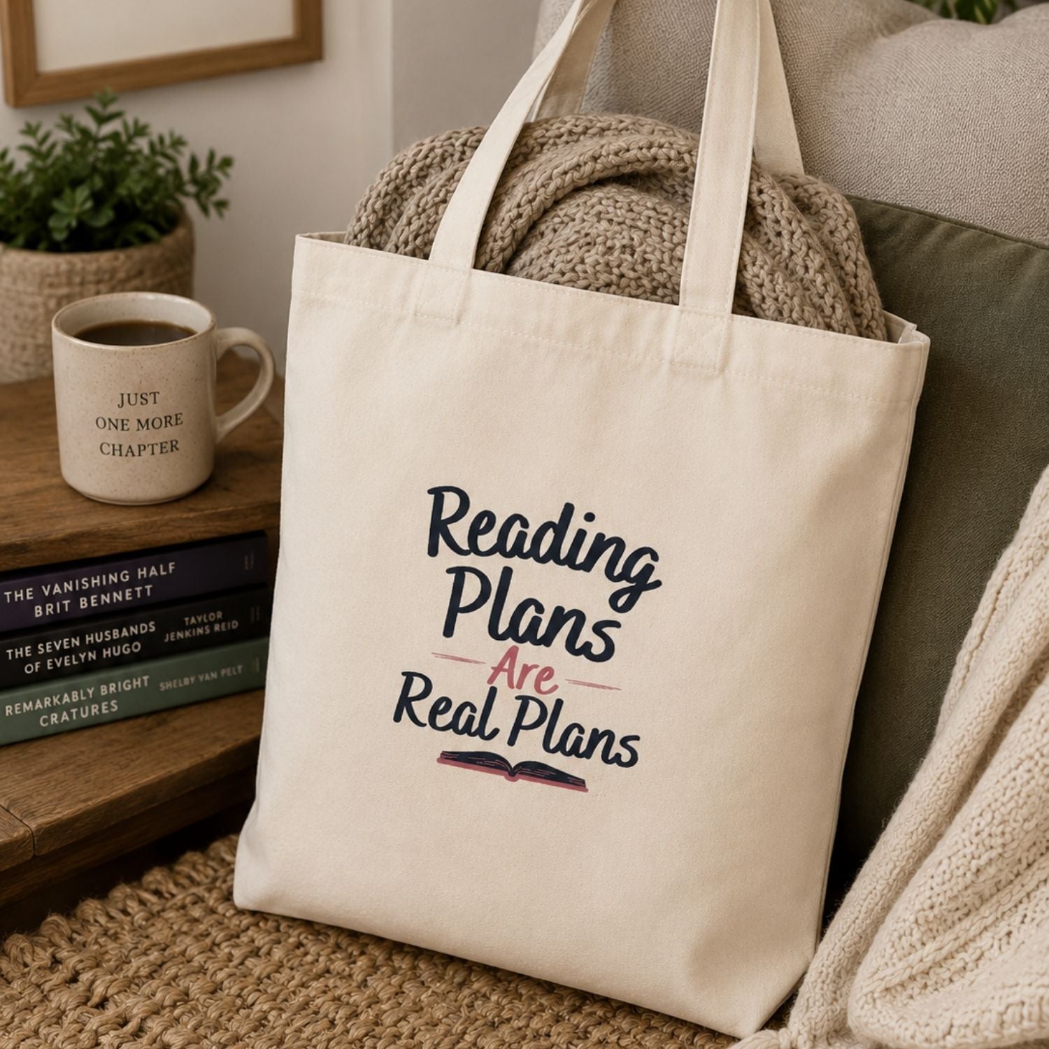 “Reading Plans Are Real Plans” Book Lover Tote Bag