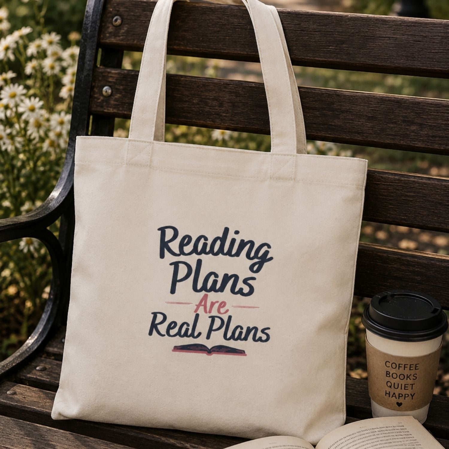 “Reading Plans Are Real Plans” Book Lover Tote Bag