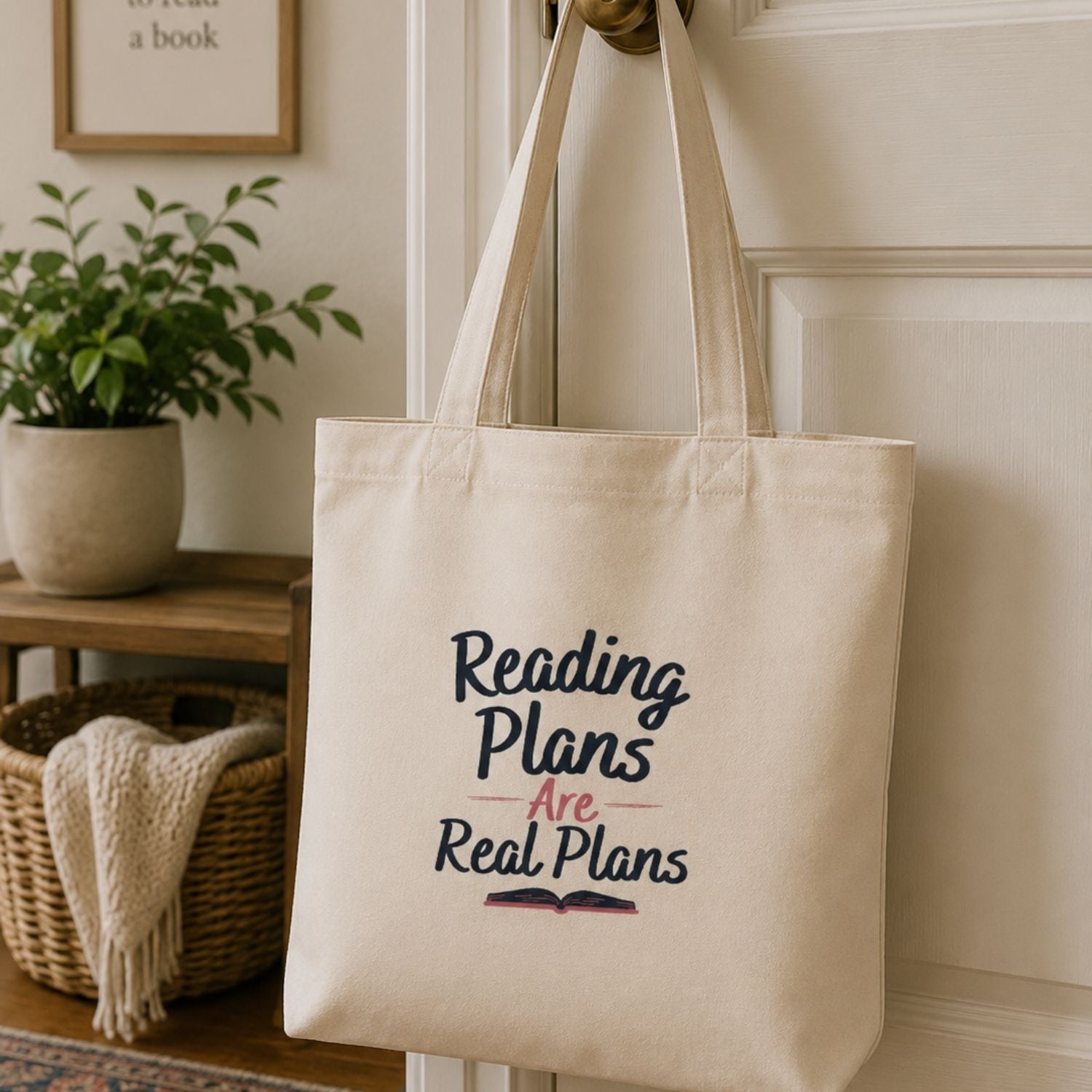 “Reading Plans Are Real Plans” Book Lover Tote Bag