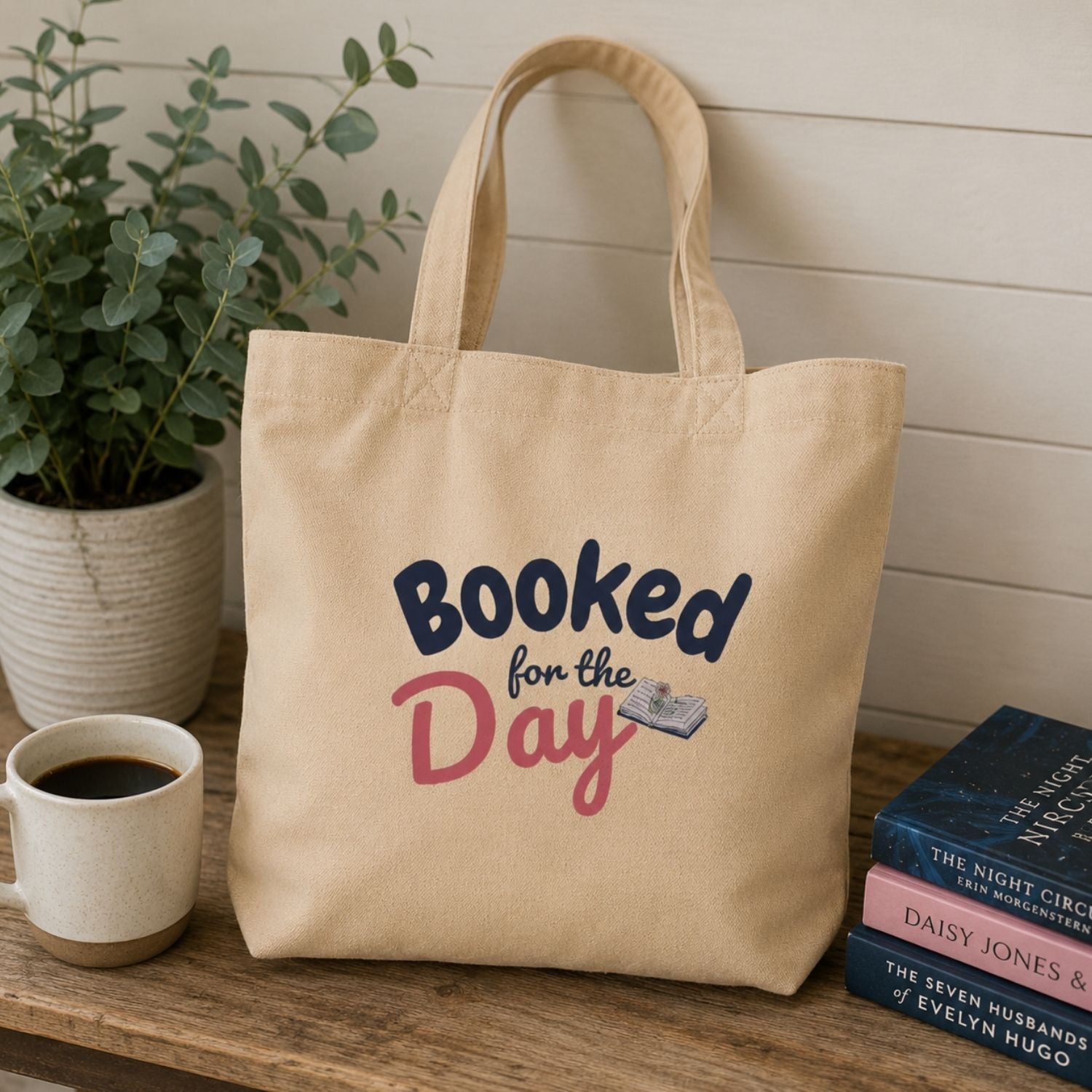 “Booked for the Day” Organic Cotton Book Lover Tote