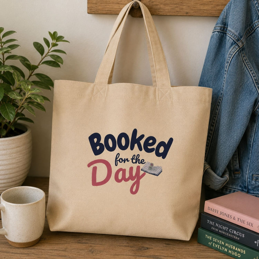 “Booked for the Day” Organic Cotton Book Lover Tote