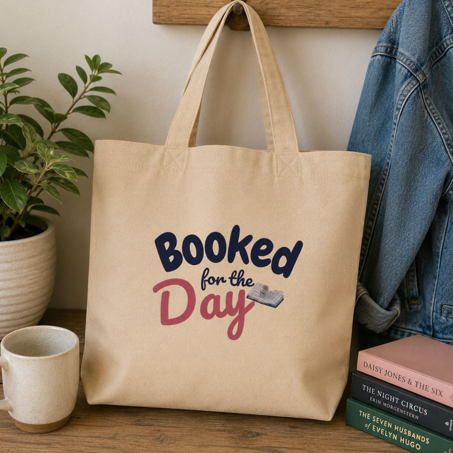 “Booked for the Day” Organic Cotton Book Lover Tote