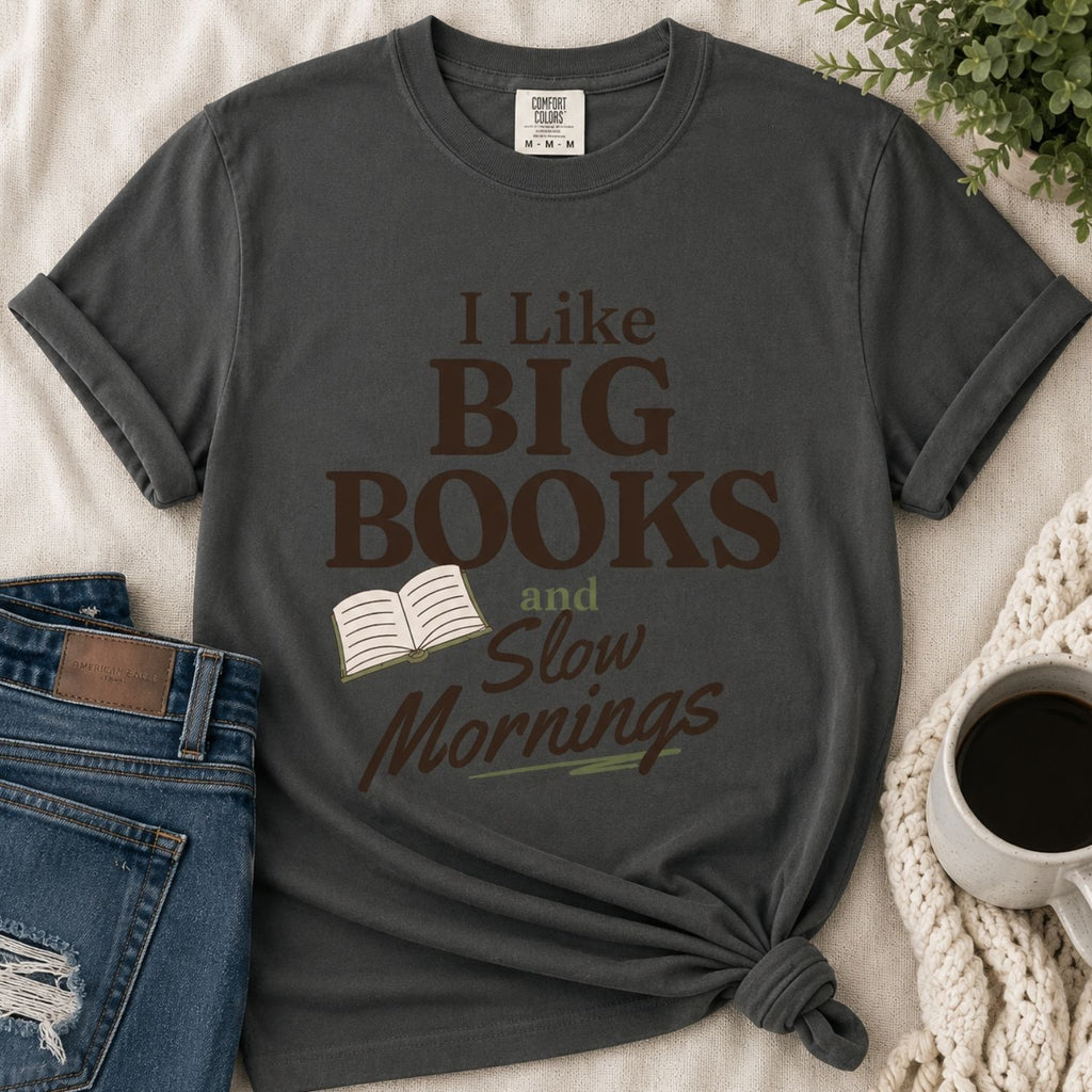 “I Like Big Books and Slow Mornings” Funny Reading Lover T-Shirt