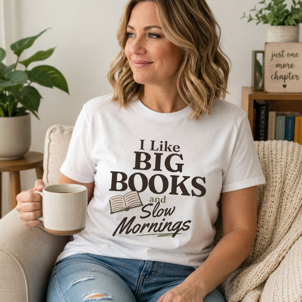 “I Like Big Books and Slow Mornings” Funny Reading Lover T-Shirt