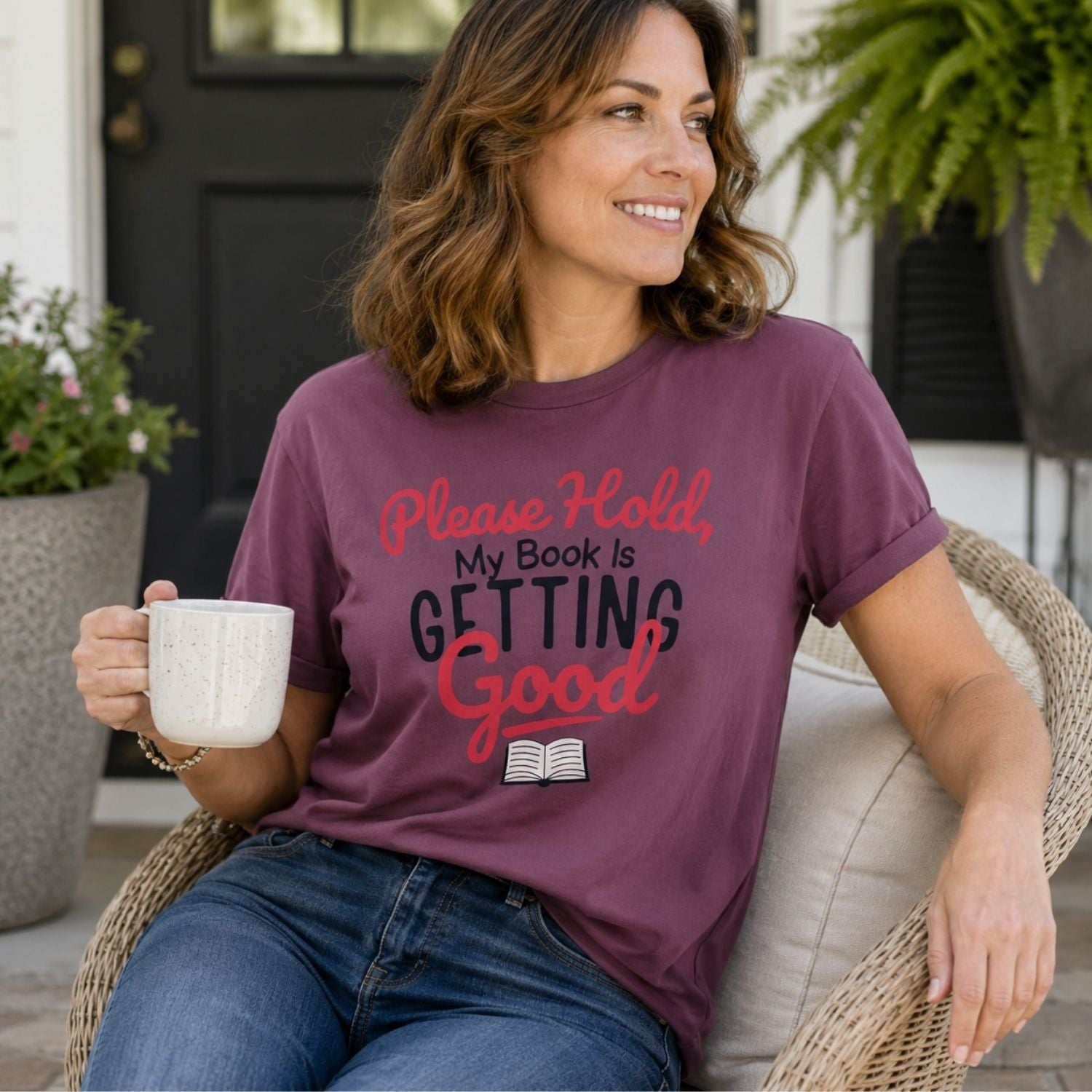 “Please Hold, My Book Is Getting Good” Funny Reading Lover T-Shirt