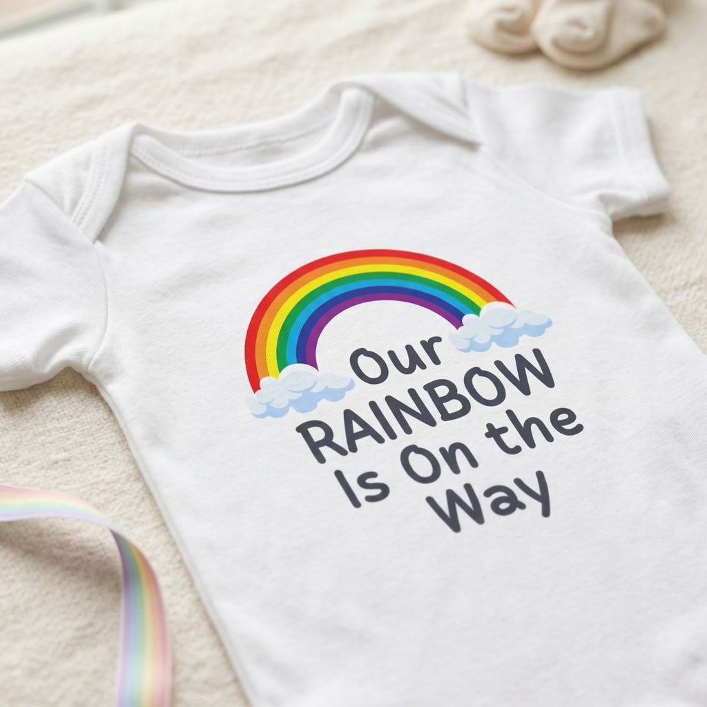 "Our Rainbow Is On the Way" Baby Bodysuit