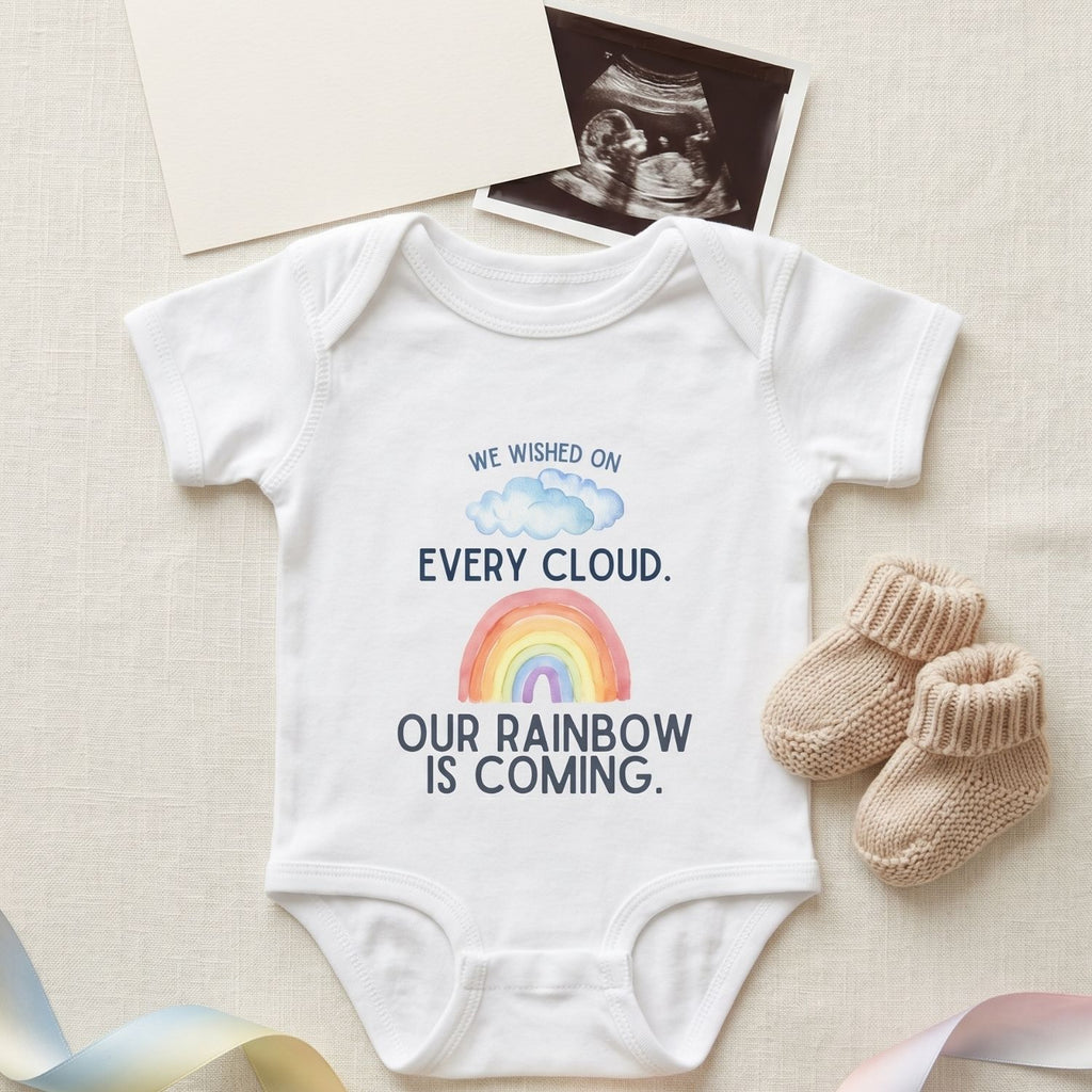 "We Wished on Every Cloud" Rainbow Baby Bodysuit