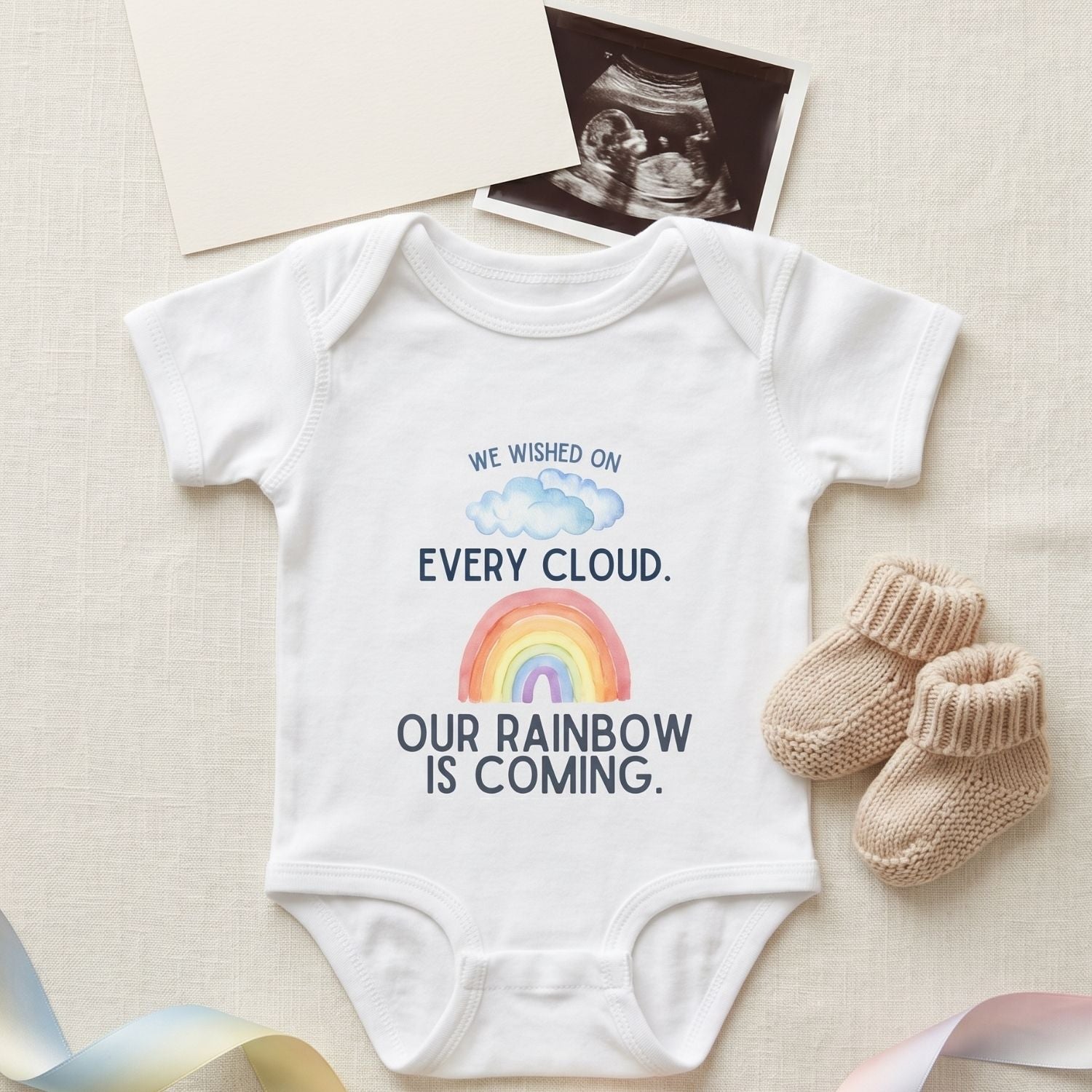 "We Wished on Every Cloud" Rainbow Baby Bodysuit