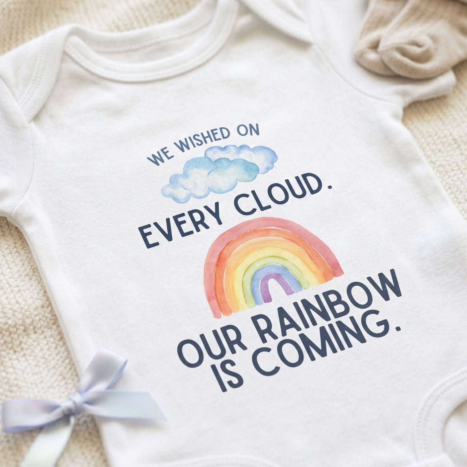 "We Wished on Every Cloud" Rainbow Baby Bodysuit