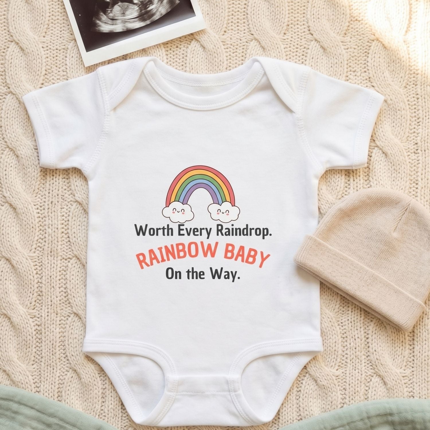 "Worth Every Raindrop" Rainbow Baby Bodysuit