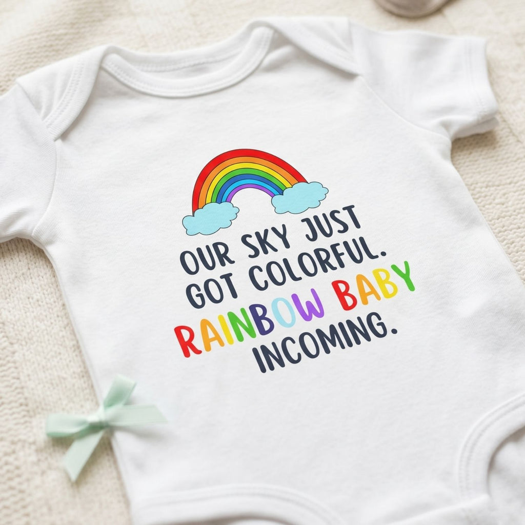 "Rainbow Baby Incoming" Baby Bodysuit