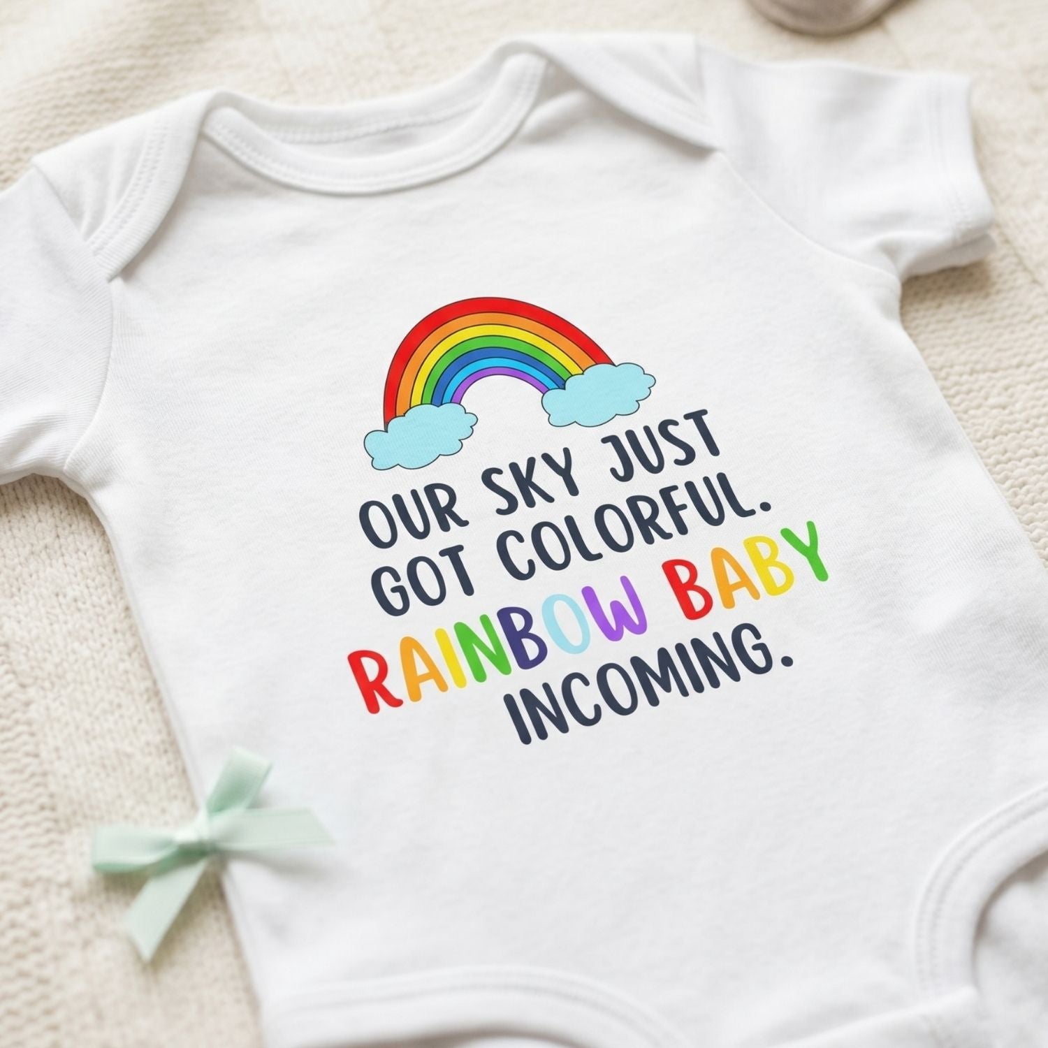 "Rainbow Baby Incoming" Baby Bodysuit