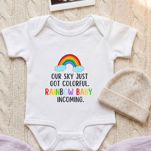 "Rainbow Baby Incoming" Baby Bodysuit