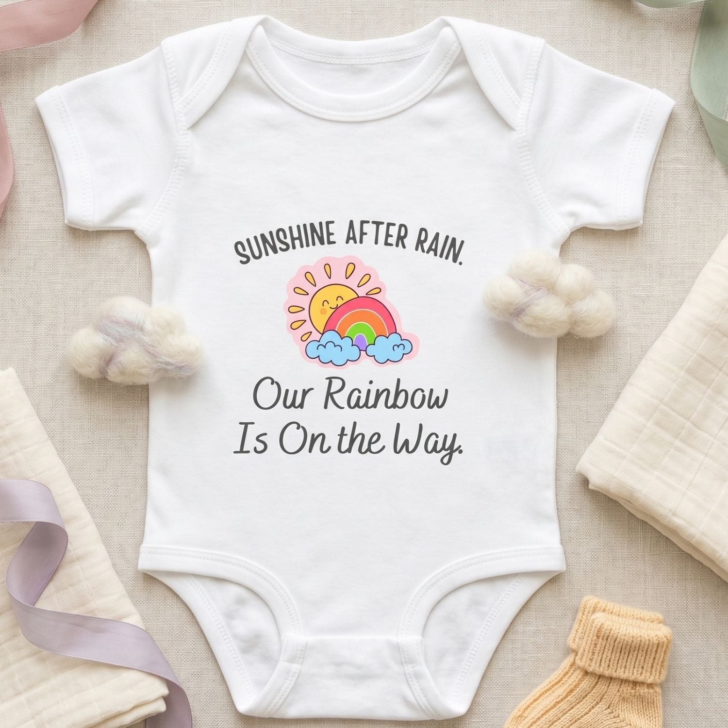 "Sunshine After the Rain" Rainbow Baby Bodysuit