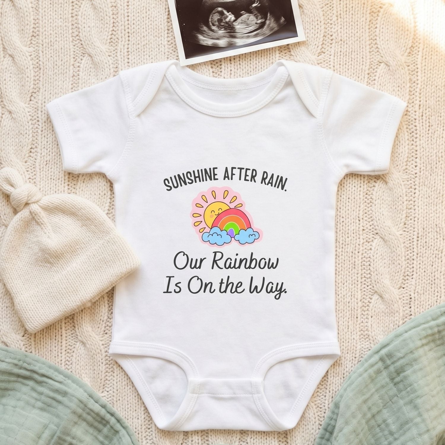"Sunshine After the Rain" Rainbow Baby Bodysuit