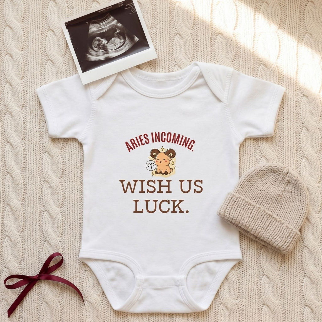 Aries "Wish Us Luck" Baby Bodysuit