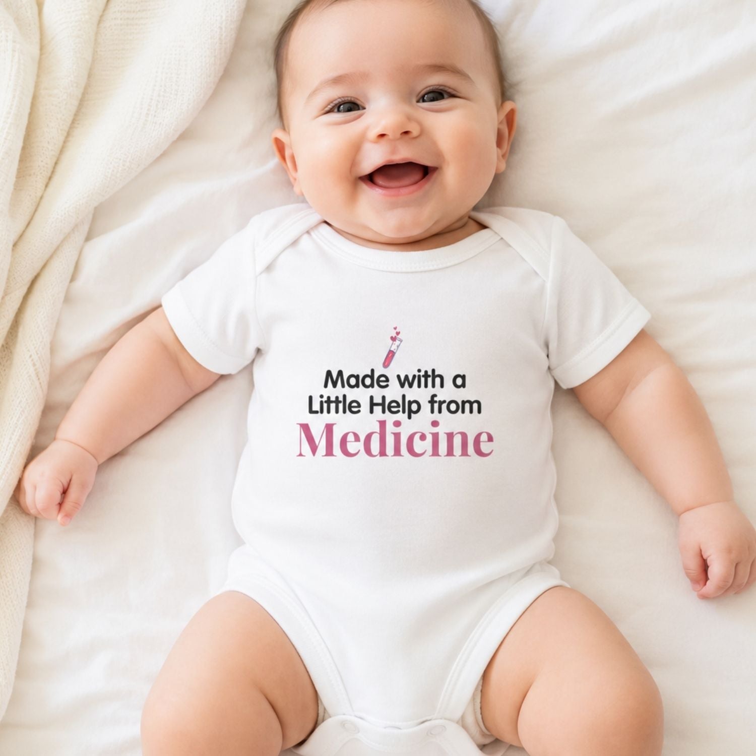 IVF "A Little Help From Medicine" Baby Bodysuit