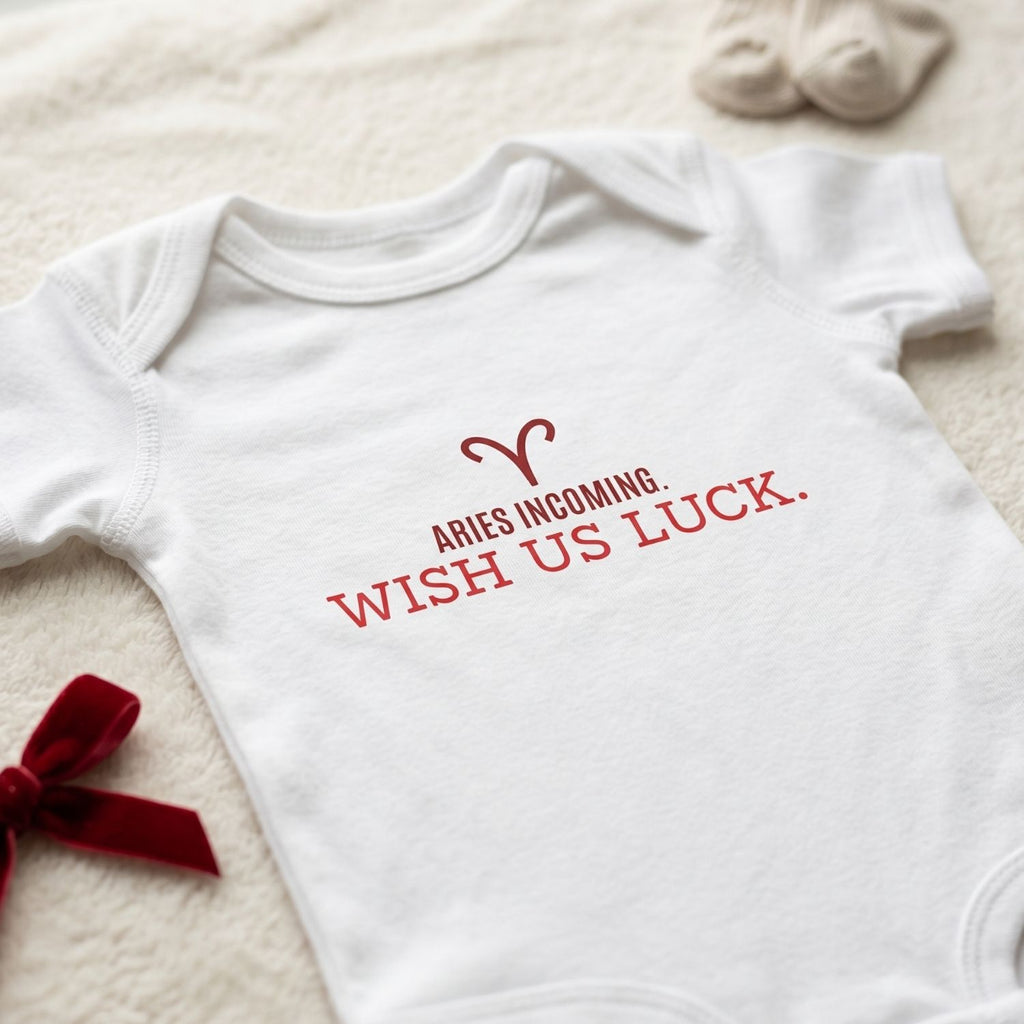 Aries "Wish Us Luck" Baby Bodysuit