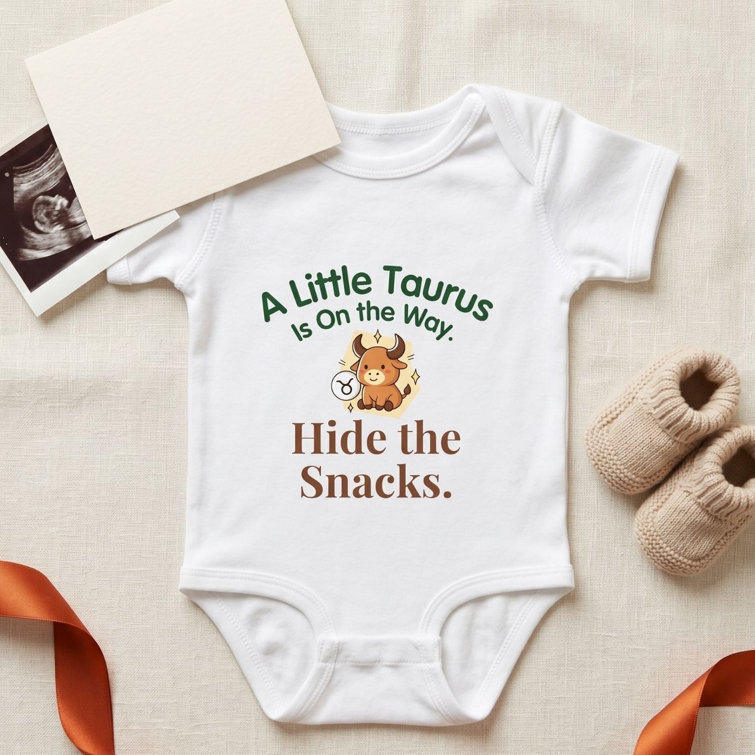 Taurus "Little Taurus On the Way" Baby Bodysuit