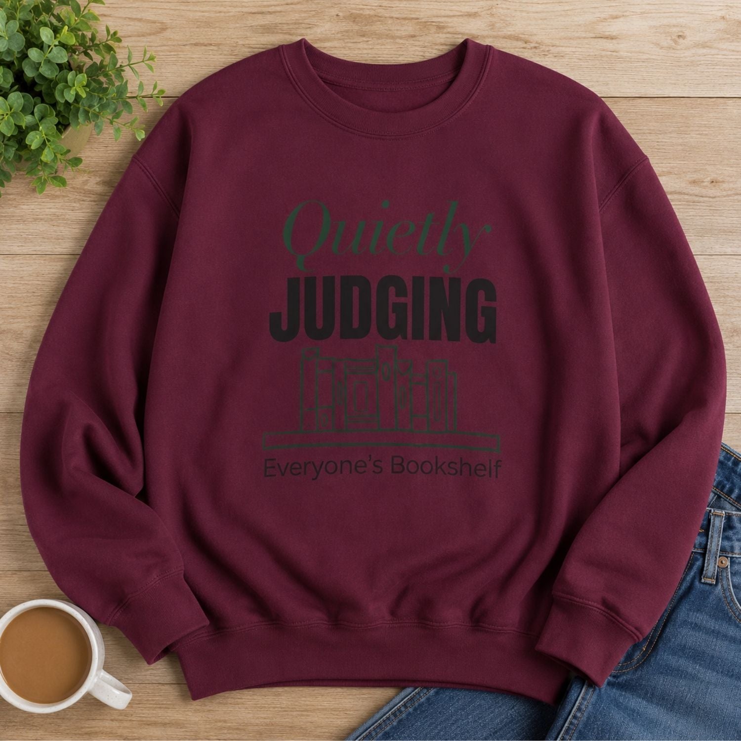 “Quietly Judging Everyone's Bookshelf” Cozy Reader Sweatshirt