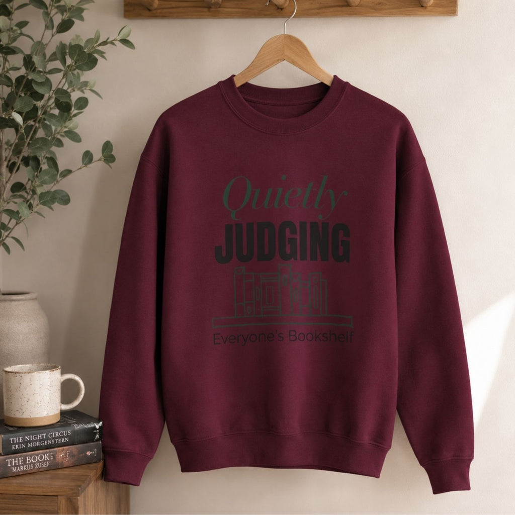 “Quietly Judging Everyone's Bookshelf” Cozy Reader Sweatshirt