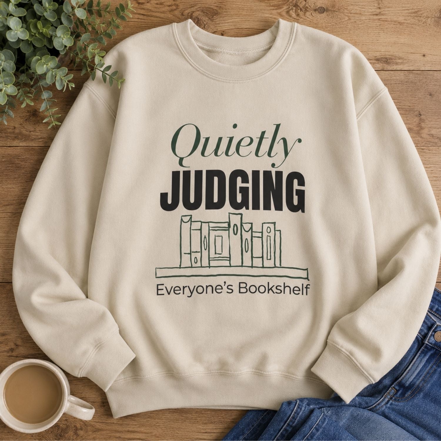 “Quietly Judging Everyone's Bookshelf” Cozy Reader Sweatshirt