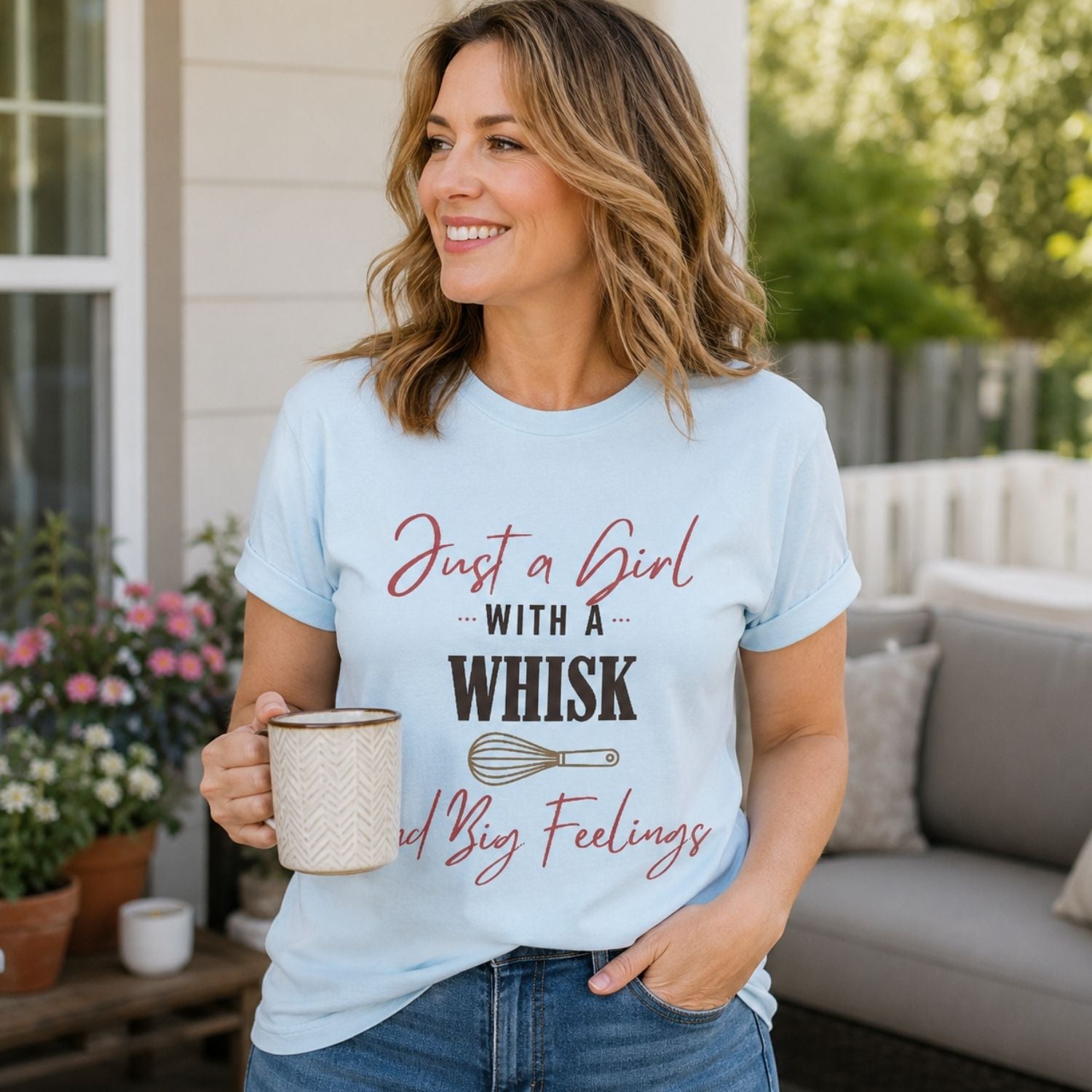 “Just a Girl With a Whisk and Big Feelings” Funny Baking Lover T-Shirt